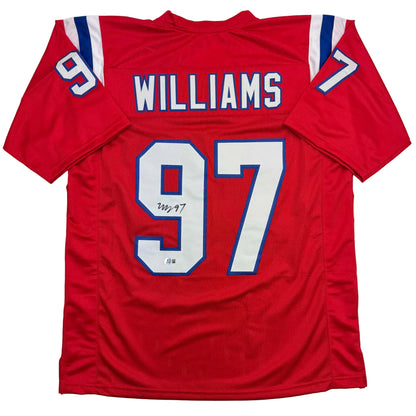 Autographed/Signed Milton Williams New England Red Football Jersey Beckett BAS COA