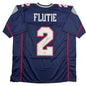 Autographed/Signed Doug Flutie New England Blue Football Jersey Beckett BAS COA