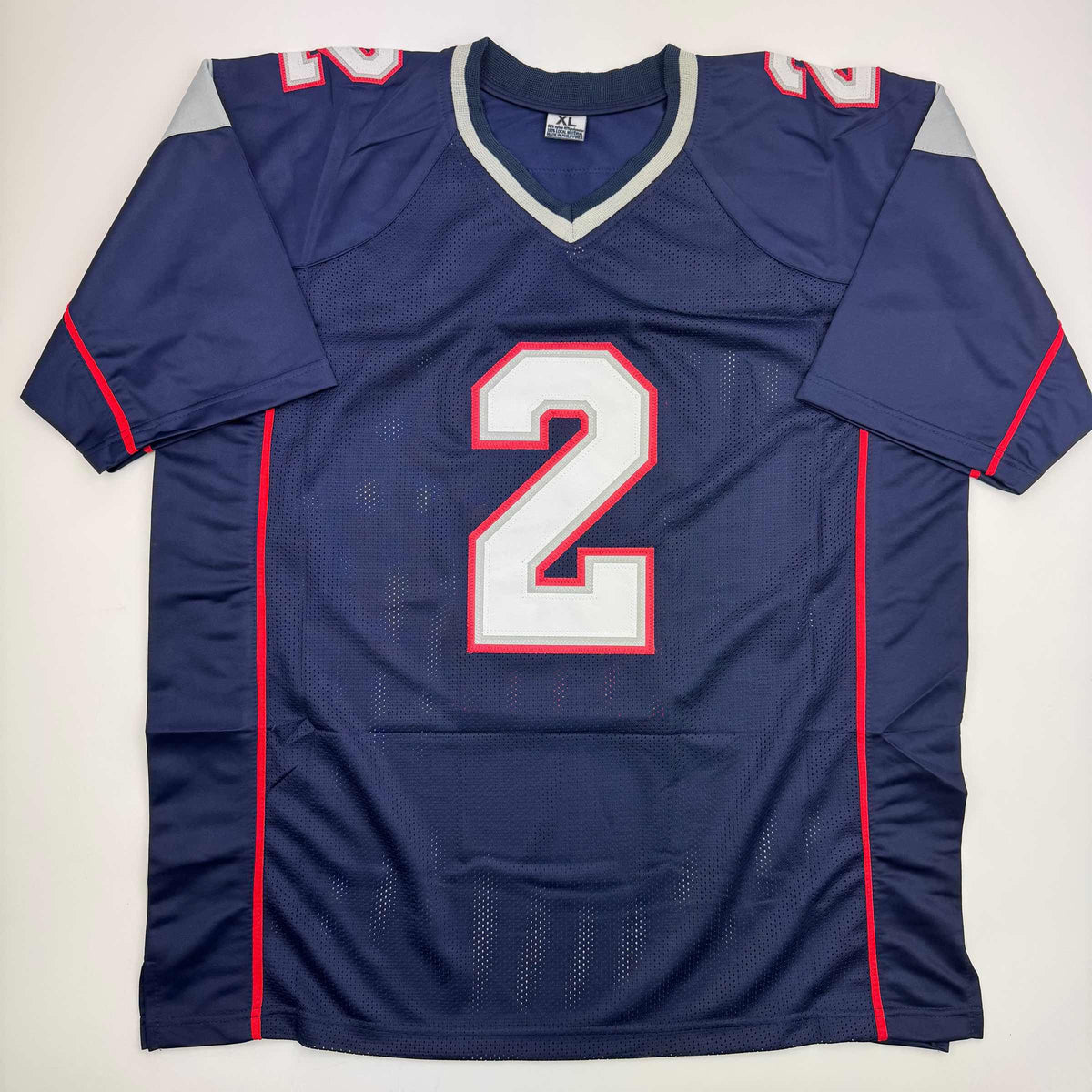 Autographed/Signed Doug Flutie New England Blue Football Jersey Beckett BAS COA