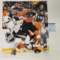 Autographed/Signed Claude Giroux Philadelphia Flyers Sidney Crosby Hit 16x20 Hockey Photo PSA/DNA COA