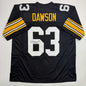 Autographed/Signed Dermontti Dawson HOF 12 Pittsburgh Black Football Jersey JSA COA