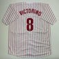 Autographed/Signed Shane Victorino Philadelphia Pinstripe Baseball Jersey PSA COA
