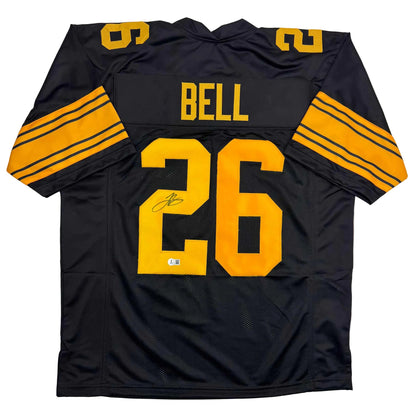 Autographed/Signed Le'Veon LeVeon Bell Pittsburgh Black Color Rush Football Jersey JSA COA