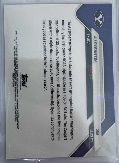 2025 Topps Bowman U Now AJ Dybantsa #39 Gold Foil /50 BYU Cougars Rookie RC Basketball Card