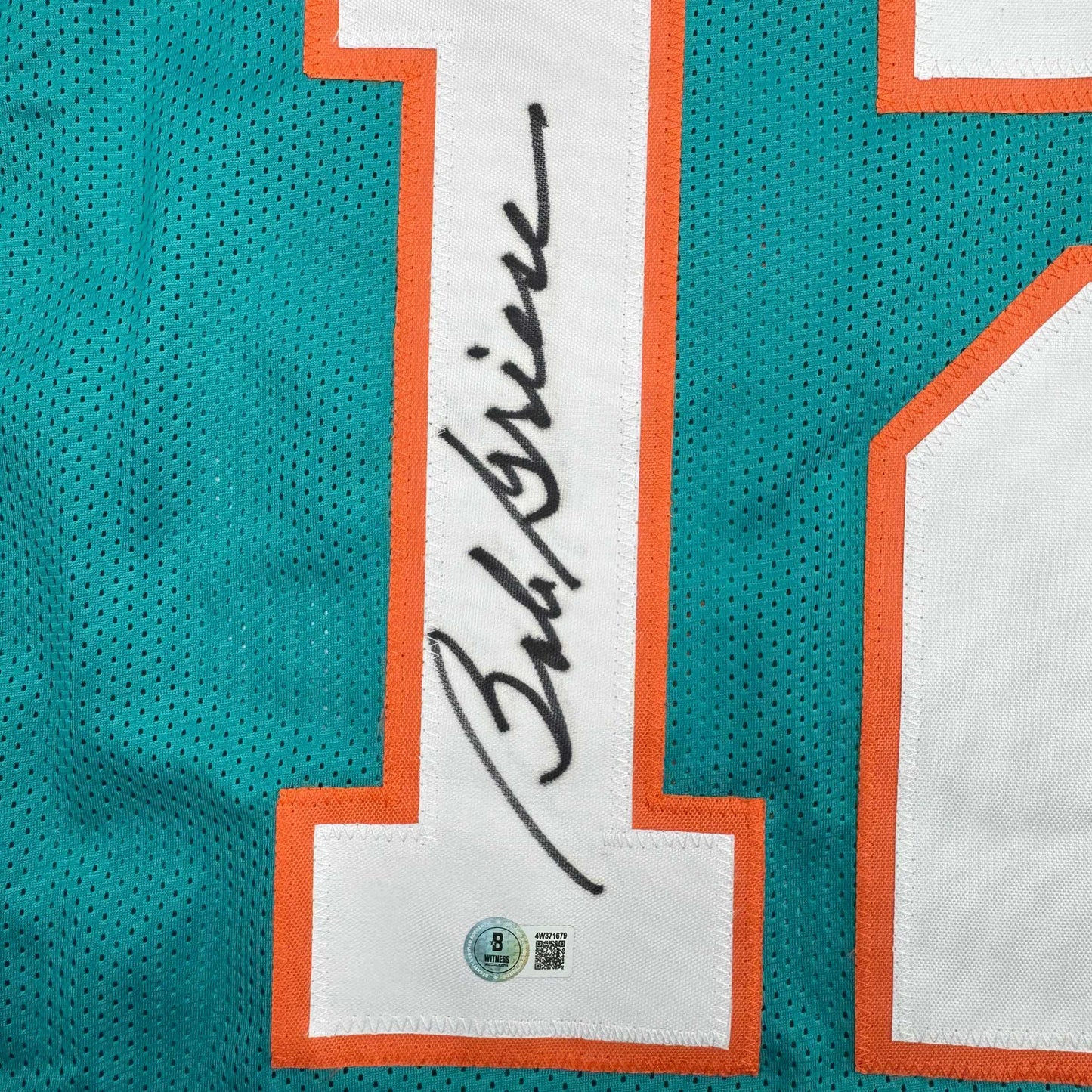 Autographed/Signed Bob Griese Miami Teal Football Jersey JSA COA