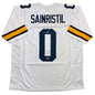 Autographed/Signed Mike Sainristil Michigan White College Football Jersey Beckett BAS COA
