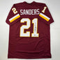 Autographed/Signed Deion Sanders Washington Burgundy Football Jersey Beckett BAS COA
