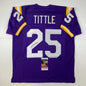 Autographed/Signed YA Y.A. Tittle LSU Purple College Football Jersey JSA COA