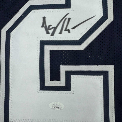 Framed Autographed/Signed Jayron Kearse 35x39 Dallas Blue Football Jersey JSA COA