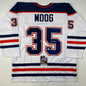 Autographed/Signed Andy Moog Edmonton White Hockey Jersey JSA COA
