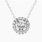1.50 CTW AGI Certified Lab-Grown Diamond Halo Pendant Necklace in 14kt White Gold