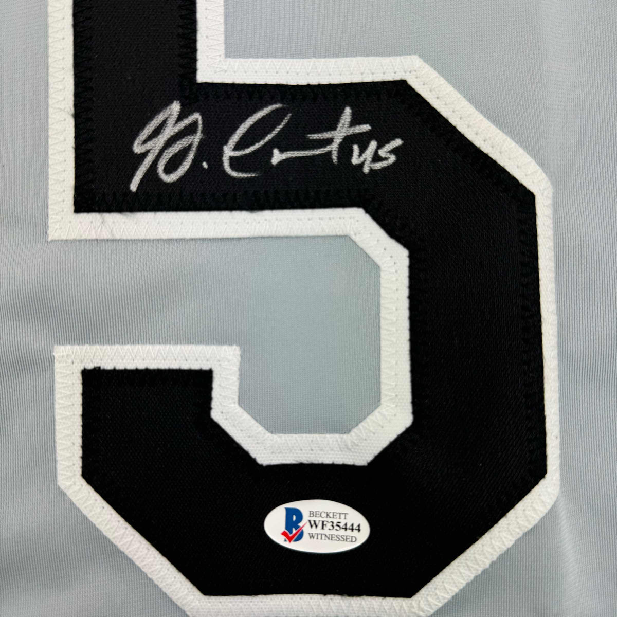 Framed Autographed/Signed Garrett Crochet 35x39 Chicago Grey Baseball Jersey Beckett BAS COA