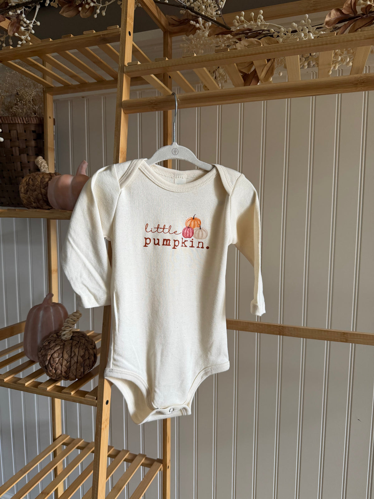 Little Pumpkin Stack Organic Bodysuit Long Sleeve