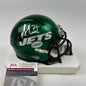 Autographed/Signed Nick Mangold New York Jets Football Mini Football Helmet JSA COA