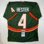 Autographed/Signed Devin Hester Miami Green College Football Jersey JSA COA