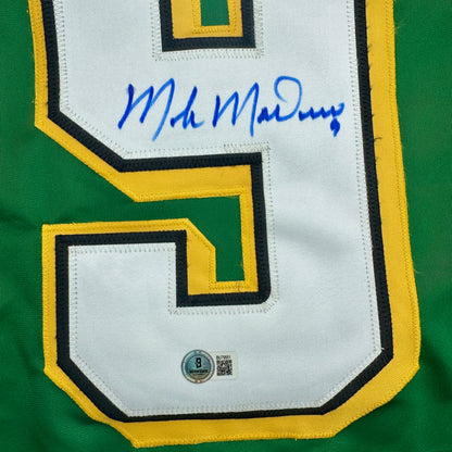 Autographed/Signed Mike Modano Minnesota Green Hockey Jersey Beckett BAS COA