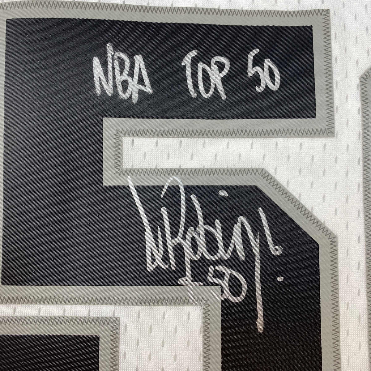 Autographed/Signed David Robinson NBA Top 50 San Antonio Spurs White Authentic M&N Basketball Jersey Beckett BAS COA
