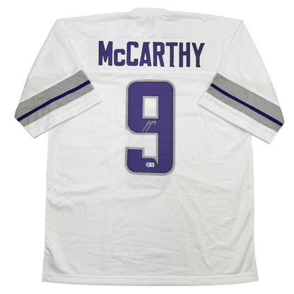 Autographed/Signed J.J. JJ McCarthy Minnesota Winter Warrior White Football Jersey Beckett BAS COA