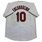 Autographed/Signed Edwin Encarnacion Cleveland White Baseball Jersey JSA COA
