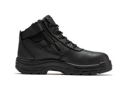 ROCKROOSTER Avalon Black 6 Inch Zip-sided Composite toe Leather Work Boots CP213BK