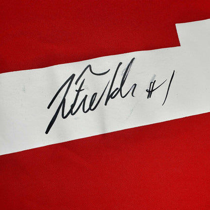 Autographed/Signed Justin Fields Ohio State Buckeyes Red College Football Jersey Fanatics COA