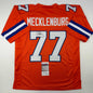 Autographed/Signed Karl Mecklenburg Denver Orange Football Jersey JSA COA