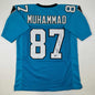 Autographed/Signed Muhsin Muhammad Carolina Blue Football Jersey Beckett BAS COA