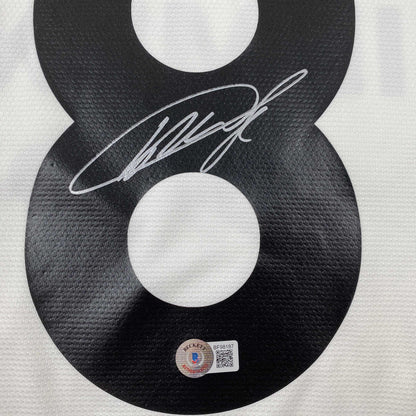 Autographed/Signed Ricardo Kaka Real Madrid White Soccer Futbol Jersey Beckett BAS COA