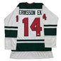 Autographed/Signed Joel Eriksson Ek Minnesota White Hockey Jersey Beckett BAS COA