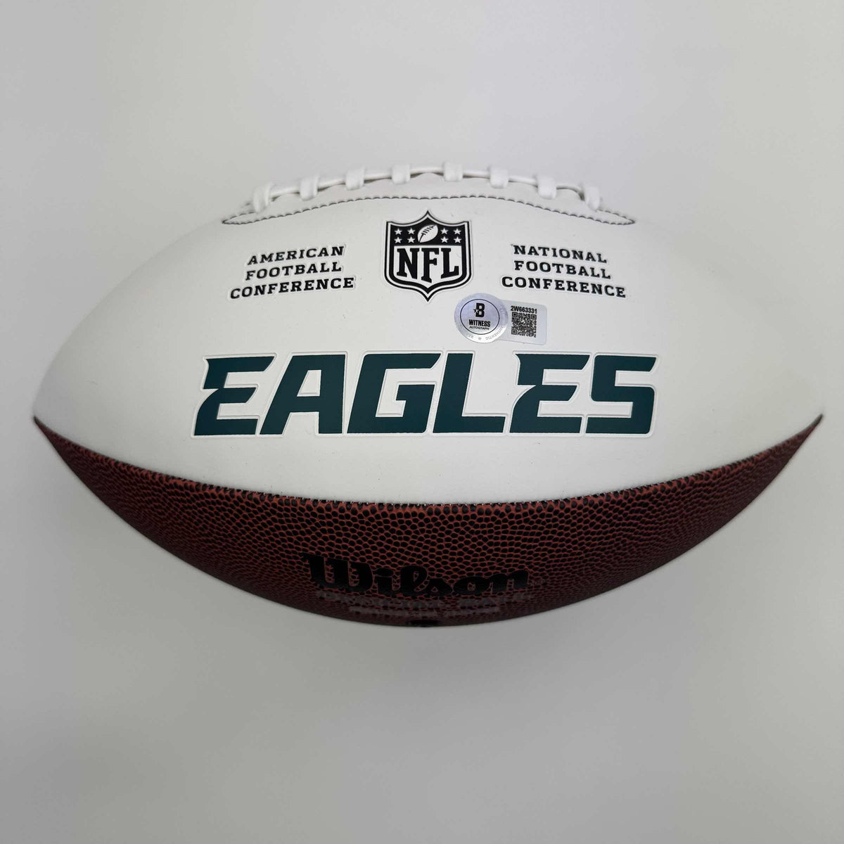 Autographed/Signed Brandon Graham Philadelphia Eagles Full Size F/S White Panel Logo Football Beckett BAS COA