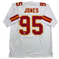 Autographed/Signed Chris Jones Kansas City White Football Jersey JSA COA