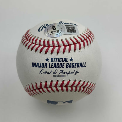 Autographed/Signed Dwight Doc Gooden 86 WSC Rawlings Official Major League ROML Baseball Beckett BAS COA