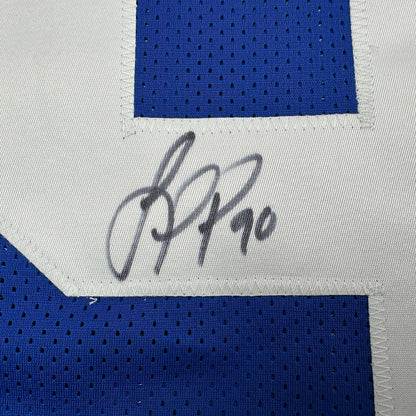 Autographed/Signed Jason Pierre-Paul JPP New York Blue Football Jersey JSA COA