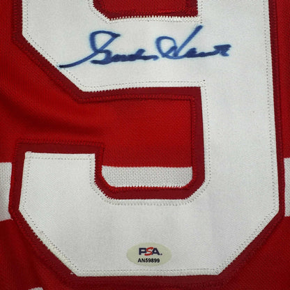 Autographed/Signed Gordie Howe Detroit White Hockey Jersey PSA COA