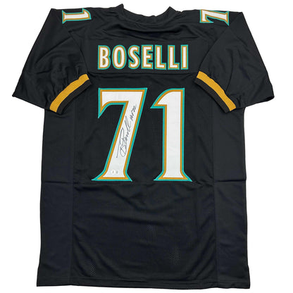 Autographed/Signed Tony Boselli HOF 22 Jacksonville Black Football Jersey Beckett BAS COA