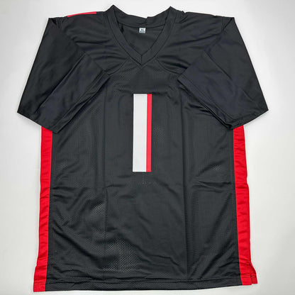 Autographed/Signed Darnell Mooney Atlanta Black Football Jersey Beckett BAS COA