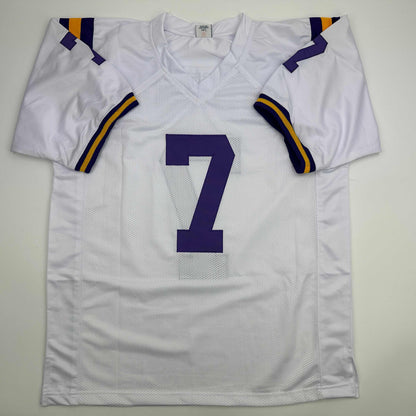 Autographed/Signed Patrick Peterson LSU White College Football Jersey JSA COA