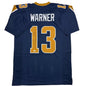 Autographed/Signed Kurt Warner St. Louis Dark Blue Football Jersey JSA COA