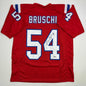 Autographed/Signed Tedy Bruschi New England Red Football Jersey Beckett BAS COA