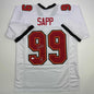 Autographed/Signed Warren Sapp HOF 13 Tampa Bay White Football Jersey Beckett BAS COA