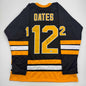 Autographed/Signed Adam Oates "HOF 12" Boston Black Hockey Jersey Beckett BAS COA