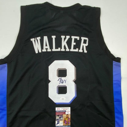 Autographed/Signed Kemba Walker New York Black Basketball Jersey JSA COA
