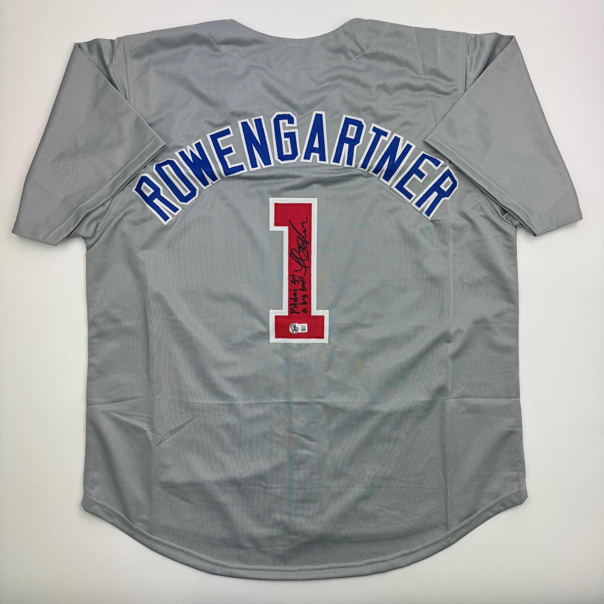 Autographed/Signed Thomas Ian Nicholas Henry Rowengartner Rookie Of The Year Chicago Grey Baseball Jersey Beckett BAS COA