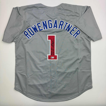 Autographed/Signed Thomas Ian Nicholas Henry Rowengartner Rookie Of The Year Chicago Grey Baseball Jersey Beckett BAS COA