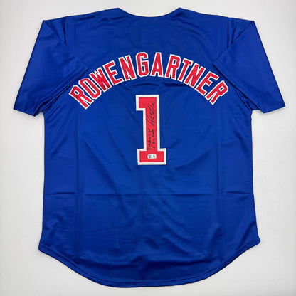 Autographed/Signed Thomas Ian Nicholas Henry Rowengartner Rookie Of The Year Chicago Blue Baseball Jersey Beckett BAS COA