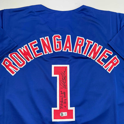 Autographed/Signed Thomas Ian Nicholas Henry Rowengartner Rookie Of The Year Chicago Blue Baseball Jersey Beckett BAS COA
