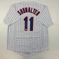 Autographed/Signed Buck Showalter New York Pinstripe Baseball Jersey Beckett BAS COA