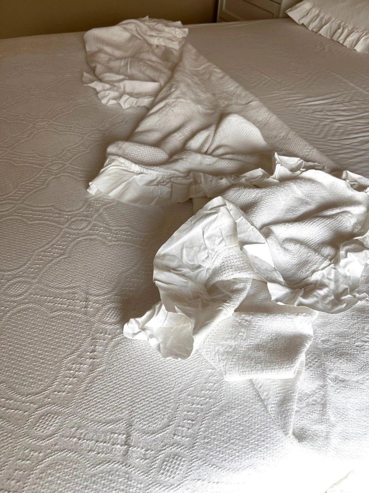 Bedspread Set Bedspread - Cotton White Lace - With Matching Shams