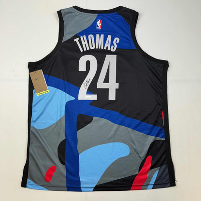 Autographed/Signed Cam Thomas Brooklyn City Edition Black Basketball Jersey Beckett BAS COA