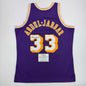 Autographed/Signed Kareem Abdul-Jabbar Los Angeles Lakers Mitchell & Ness Purple Basketball Jersey Fanatics COA